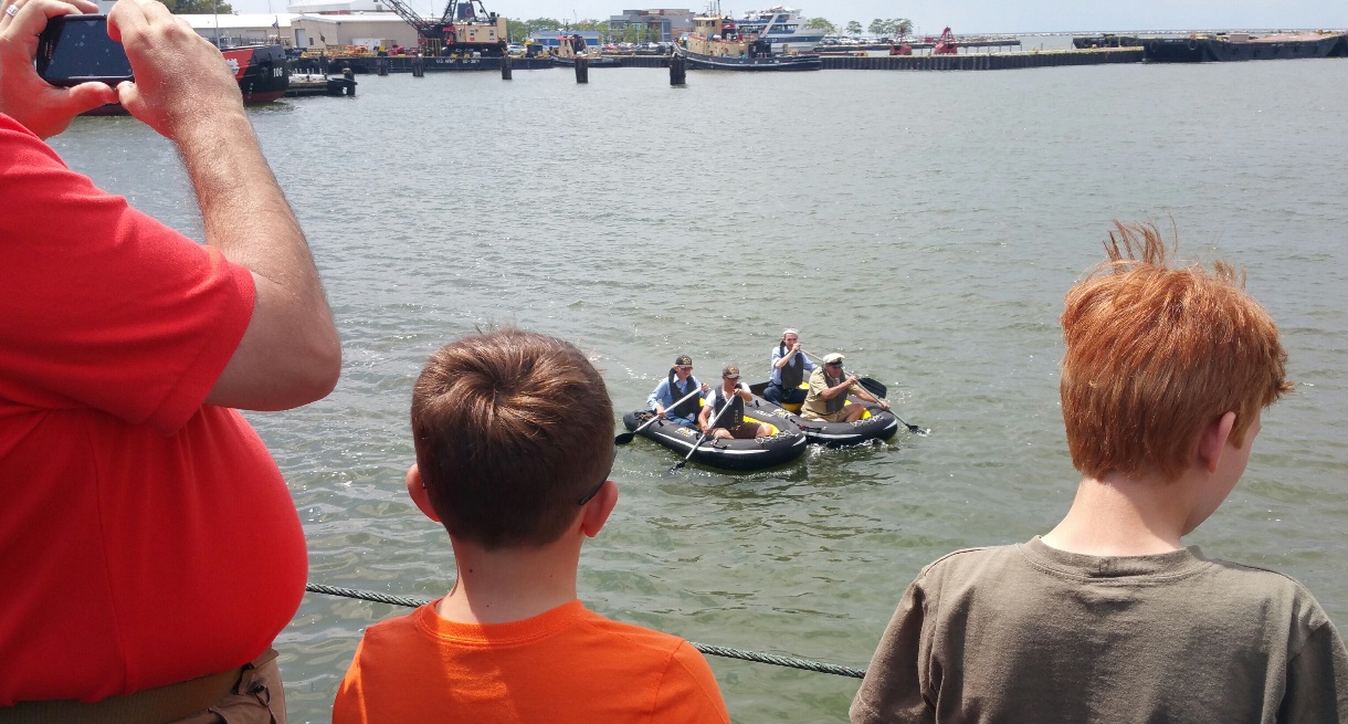 Visitors watching reenactment